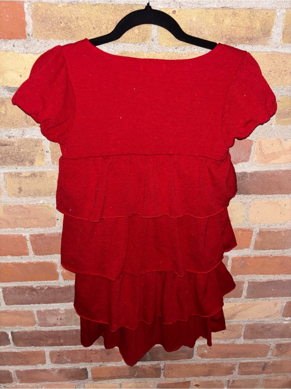 Justice Limited Too Girl’s Red Tiered Ruffle Sparkly Dress Y2K - Picture 3 of 3